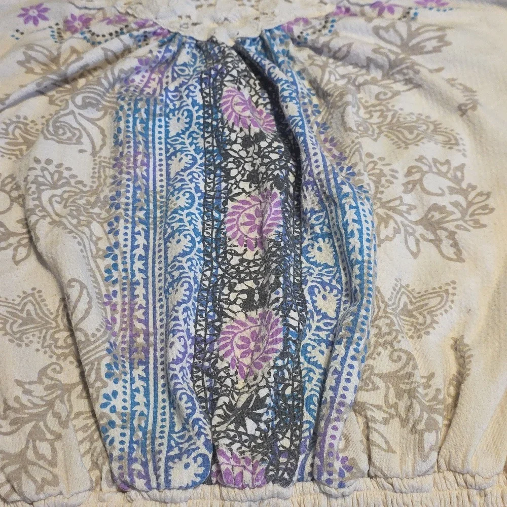 No Boundaries Floral Halter Top - Cream and Blue